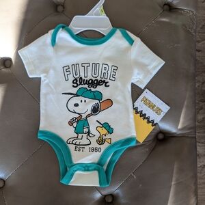 Baby Boys Snoopy Future Slugger Onesie Size 3 Mos